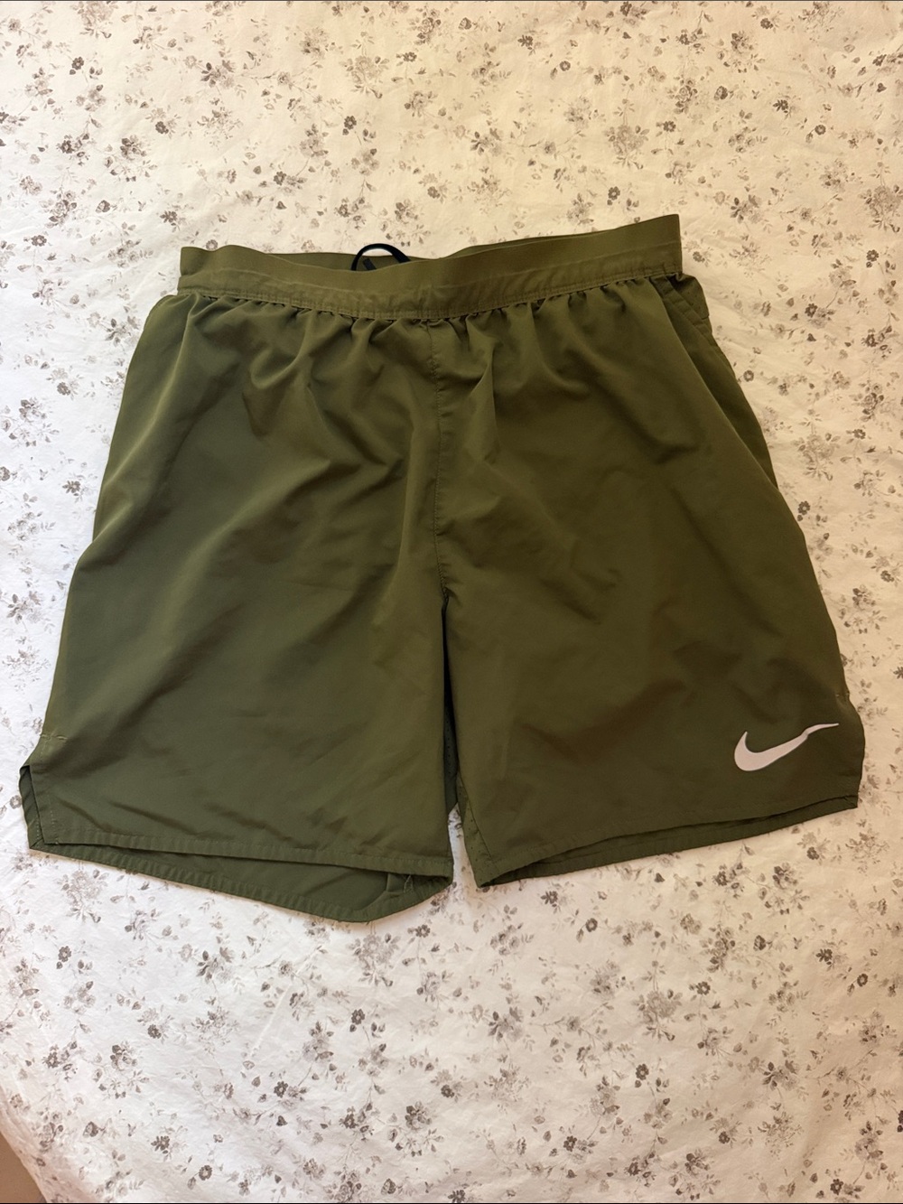 Nike Men’s Olive Athletic Shorts with White Swoosh